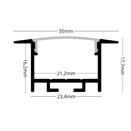 2m LED profile RECESSED 21 BLACK