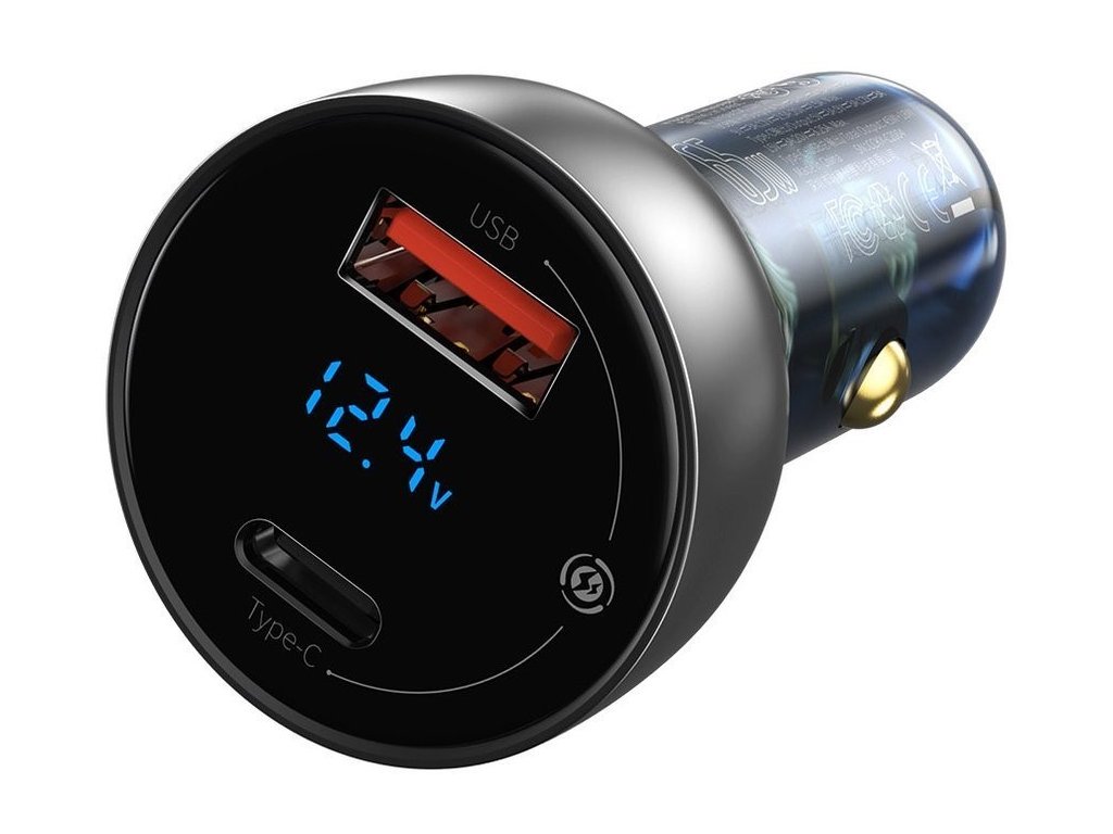 eng pl Baseus car charger USB USB Type C 65 W 5 A SCP Quick Charge 4 0 Power Delivery 3 0 LCD display USB Typ C USB Typ C cable transparent CCKX C0A 60941 3
