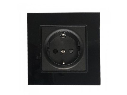 Priză EU 16A, neagră, sticlă