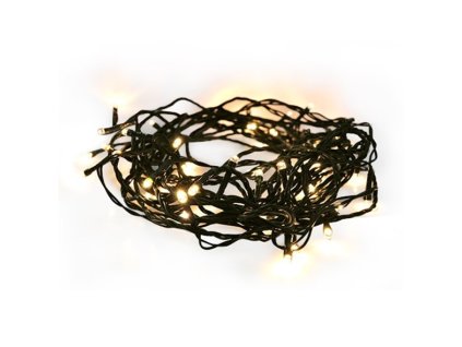 Lanț de Crăciun cu LED pentru exterior, 50LED, 5m, alimentare 3m, 8 funcții, IP44, 3xAA, alb cald [1V53-WW]