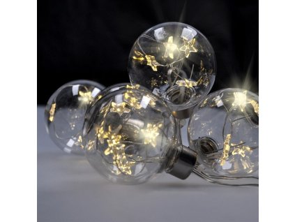 Set Solight de globuri LED cu stele, dimensiune 6cm, 6buc, 30LED, timer, tester, 3xAA [1V229]