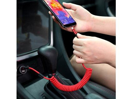 Cablu de încărcare/date Baseus Fish Eye Spiral USB la USB-C, 2A, 1m, negru [CATSR-01]