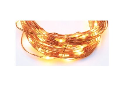 Lanț decor LED 5m, 50LED, 3xAA, alb cald, fără funcții, cupru [X0150121]