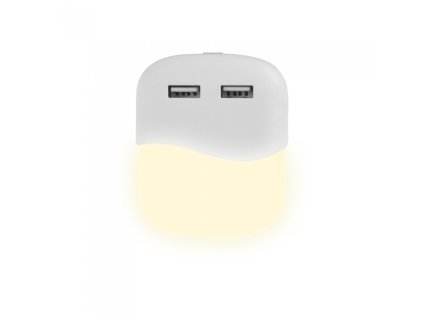 Lumină de noapte LED 0,4W (10lm), 2xUSB, pătrat