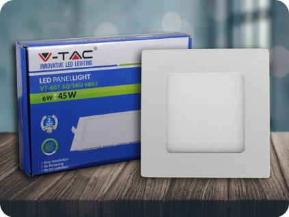 Panou LED 6W, pătrat (420Lm)