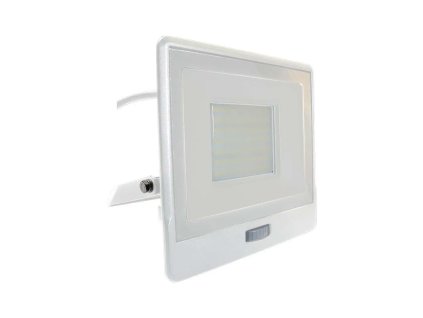 Spot LED cu senzor PIR 50W, 4000lm, cip Samsung, cablu 1m, 100°, IP65, alb