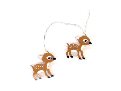Lant LED Bambi, metal, 1,35m, 10LED, 3xAA, alb cald, fara functii, cablu transparent [XMDEER102A]
