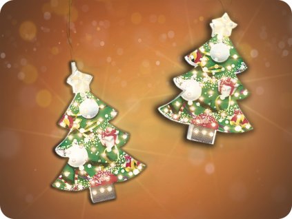 Lanț arbore LED, metal, 1,35 m, 10 LED, 3xAA, alb cald, fără funcții, cablu transparent [XMTREE102A]