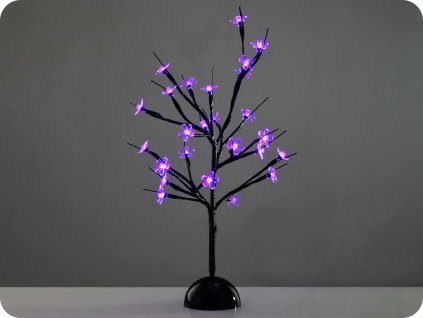 Copac de masă LED, flori din silicon, 3xAA, 25LED, lumină violetă, IP20 [X1025811]
