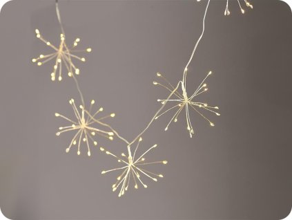 Lanț cu franjuri LED 4,2m, 300 LED, 15x buchet, fără funcții, WW, cupru argintiu [X073001423]