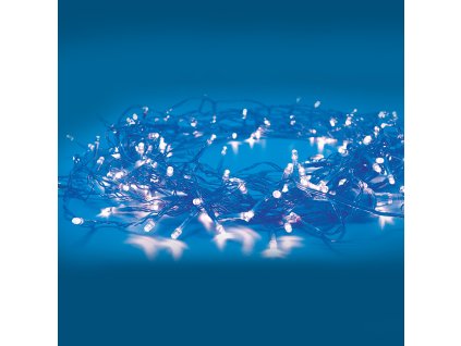 Lanț de Crăciun LED pentru exterior, 300 LED-uri, 14,95m, cablu 3m, 8 funcții, IP44, cablu translucid, albastru [X08300622]