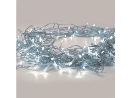 Lanț de Crăciun LED pentru exterior, 300 LED-uri, 14,95 m, cablu 3 m, 8 funcții, IP44, cablu translucid, Alb Rece [X08300222]