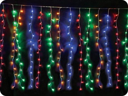 Cortina LED 2m, 360LED, ramificație 20x, lungime ramificație 2m, 8 funcții, adaptor, cablu transparent, IP44, RGB [X08360322]