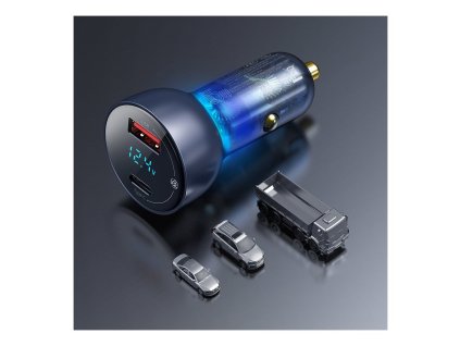 Adaptor pentru încărcător auto Baseus, afișaj digital QC+PPS Dual Quick 65W, gri [022886]