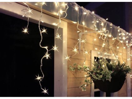 țurțuri suspendate de Crăciun cu LED, 360 LED, 9mx0,7m, alimentare 6m, exterior, lumină albă caldă [1V401-WW]