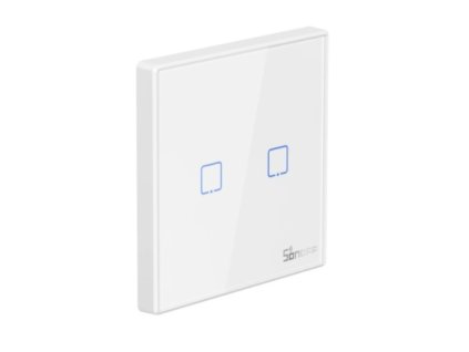 Comutator de perete wireless Sonoff 433MHz Sursă de alimentare 2xCR2032 (nu este inclusă) 2 canale Alb [T2EU2C-RF]