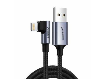 Cablu USB UGREEN în unghi drept Lightning, MFi, 1m, material [US299]