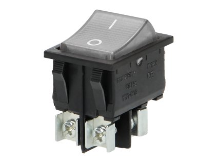 Comutator basculant I/O, iluminare de fundal albă, pătrat, iluminat din spate, 16A/230V, negru [OR-AE-13179/W/B]