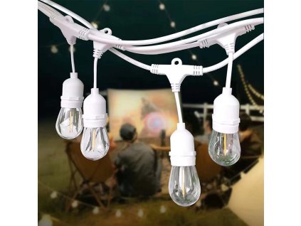 Lanț de lumină LED pentru becuri LED 15XE27, IP65, alb