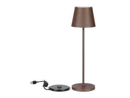 LAMPĂ LED DE MASĂ 2W, 200lm, 3000K, REÎNCĂRCĂBILĂ, 4400mAh cu încărcător. cu piedestal, maro-rosu, CORTEN, IP54