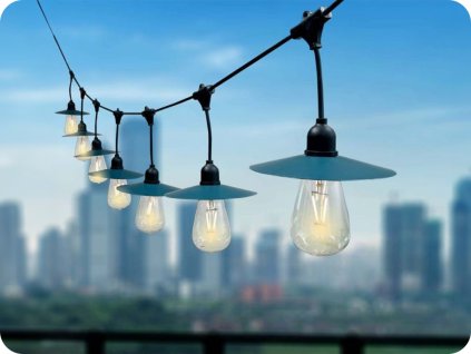 Design Lanț LED solar 15m, 15xLED, 3W, IP44, 3000K