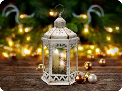 Felinar de Crăciun Solight alb, 33cm, 3 lumânări LED, 3 lumânări AAA [1V266]