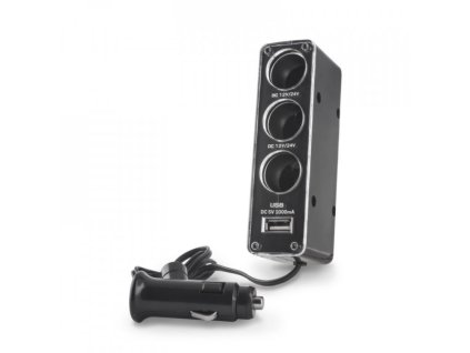 Splitter de priză auto Forever 3în1 cu cablu USB (GSM001530)