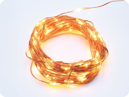 Decor LED cu lant din cupru cu cronometru 10m, 100LED, 3xAA, IP44 [X01100125]