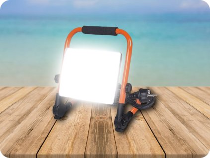 Spot LED Solight cu suport pliabil, 50W, 4500lm, 4000K, cablu cu mufa, IP65 [WM-50W-FEQ]