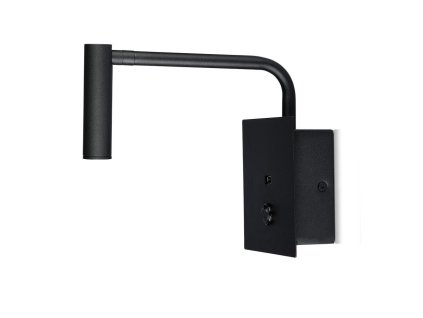 34958 led hotelove nastenne svietidlo s vypinacom a usb 3w 150lm cierne 3000k