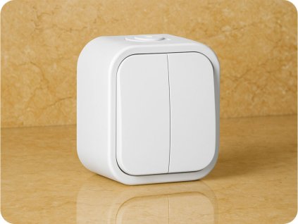 Întrerupător cu 2 butoane, montat pe suprafață, 10A 250V, alb IP54 [OR-OE-7801/W]