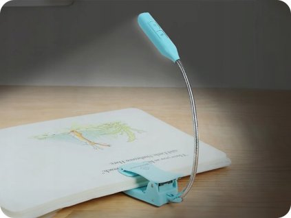 Lampă mini reîncărcabilă cu clemă 4lm-45lm, 5V, 650mAh 1800/3000/6000K, albastră [074337]