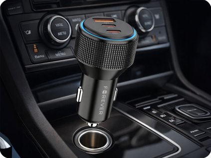 Adaptor încărcător auto PD QC 1x USB-A, 2x USB-C, 66W, negru [GSM194957]