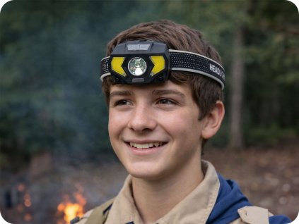 Lanternă frontală LED, 9 moduri + senzor [LA0100]