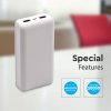 Powerbank, capacitate 20000mAh, indicator, 2xUSB, alb