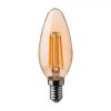 Lumanare cu bec cu filament LED retro, E14, 4W, 350lm, sticla chihlimbar, 2200K, cu flacara