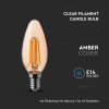 Lumanare cu bec cu filament LED retro, E14, 4W, 350lm, sticla chihlimbar, 2200K, cu flacara