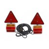 Set lampă LED 5 funcții (spate, frână, direcție, plăcuță de înmatriculare, reflector) 12/24V cu magneți, cabluri și triunghi reflectorizant [L1855]