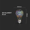 Bec cu filament 3D LED E27 3W (20lm), 300°, A60, 3000K