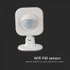 Senzor WiFi PIR 2xAAA rază 2-8m 120° (aplicație V-TAC smart light) compat. cu Google Home și Amazon Alexa alb
