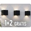 Aplica LED 2x3W, 450lm, IP65, neagră, 1+2 gratis!