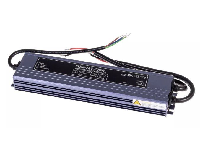 127496 led zdroj trafo 24v 400w ip67 slim