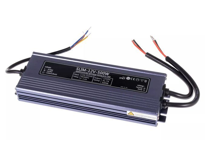 128273 led zdroj trafo 12v 500w ip67 slim