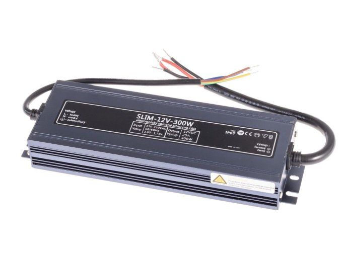 128585 led zdroj trafo 12v 300w ip67 slim