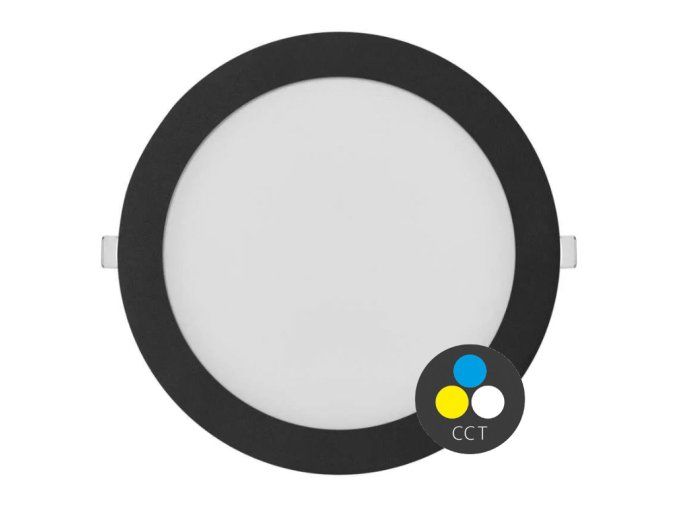 129201 cerny vestavny led panel kulaty 225mm 18w 24v cct