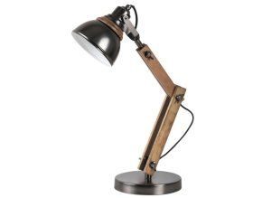133938 antracitova stolni lampa aksel s dekorem dreva pro zarovku e14