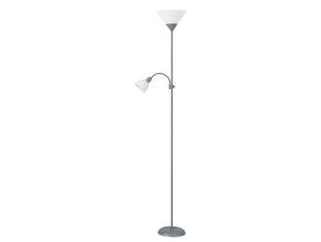 134835 stribrna stojaci lampa action s bilymi stinidly pro zarovky e27 e14