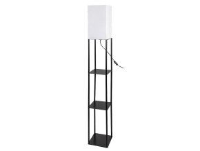 134898 cerna stojaci lampa bronn s bilym stinidlem pro zarovku e27