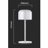 130833 3 bila led stolni nabijeci lampa 210mm 1 5w ip54