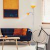 134832 1 stribrna stojaci lampa action s oranzovymi stinidly pro zarovky e27 e14